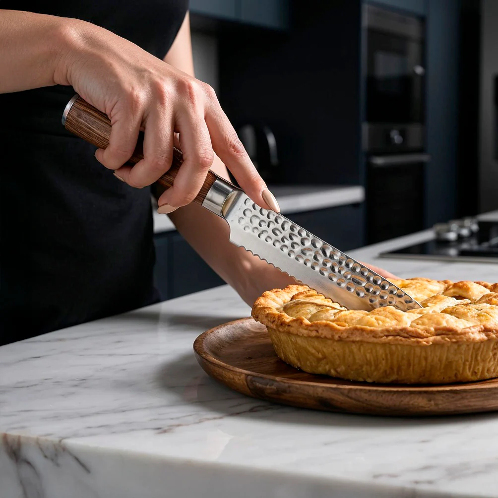 5-Piece Hammered Stainless Steel Kitchen Knife Set with Wood Handles - Image 6