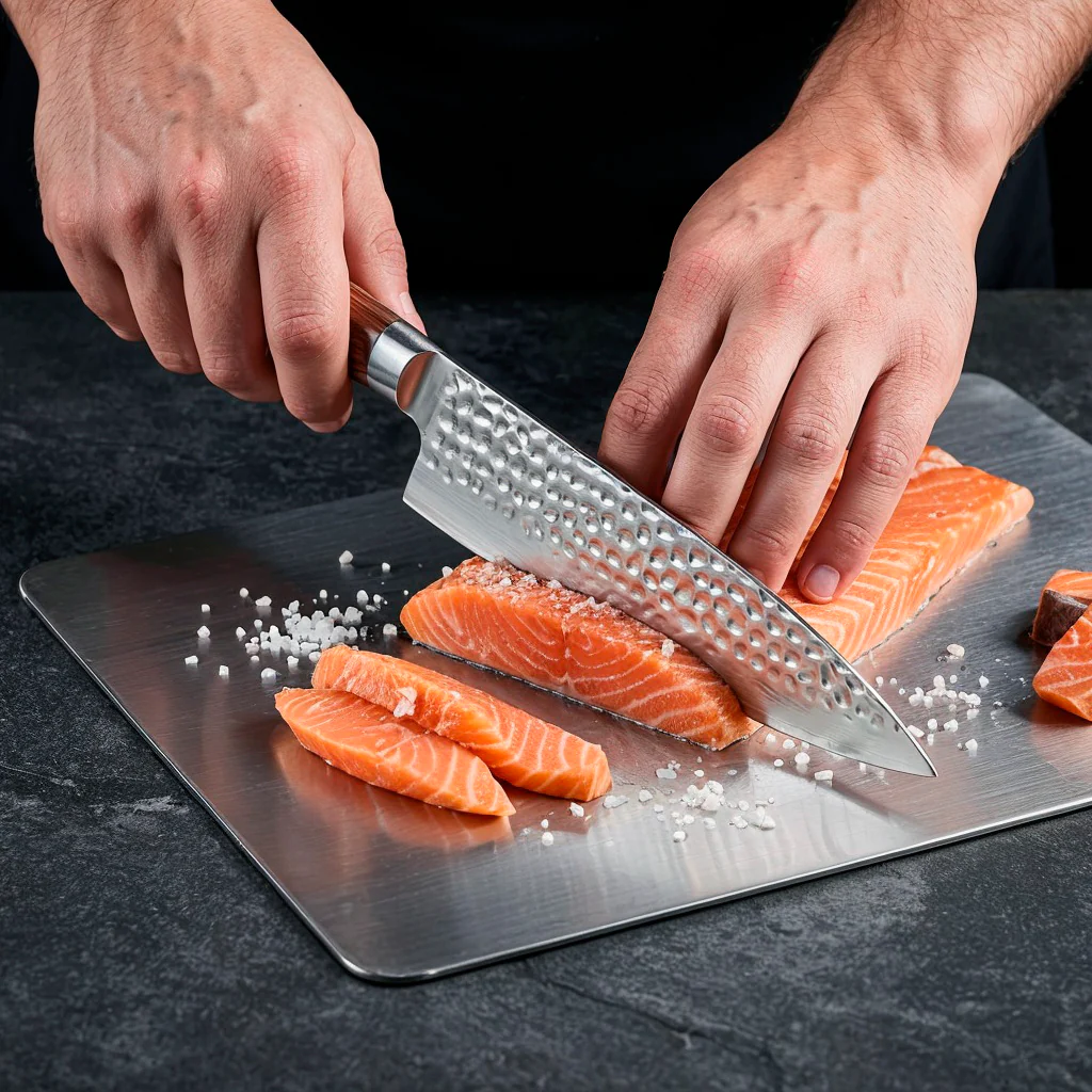 5-Piece Hammered Stainless Steel Kitchen Knife Set with Wood Handles - Image 9