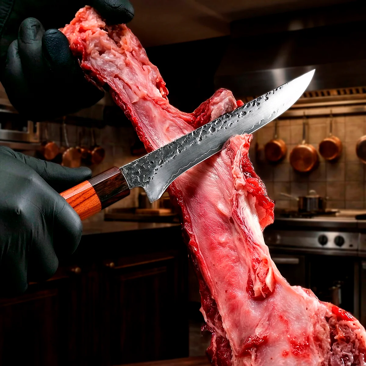 7-piece set Hand-Forged Knife Set with Rosewood Handles - Image 11