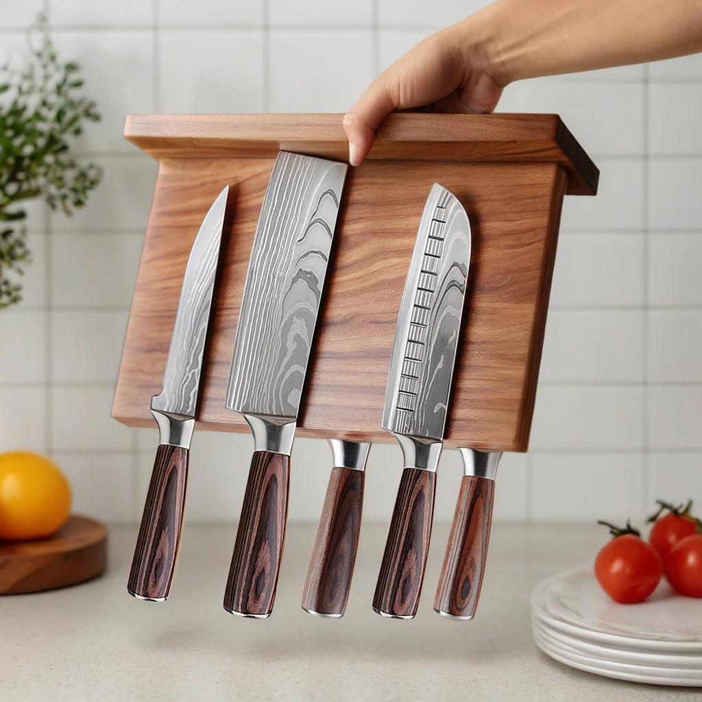 Ash Wood Magnetic Knife Holder Stand Block - Image 4