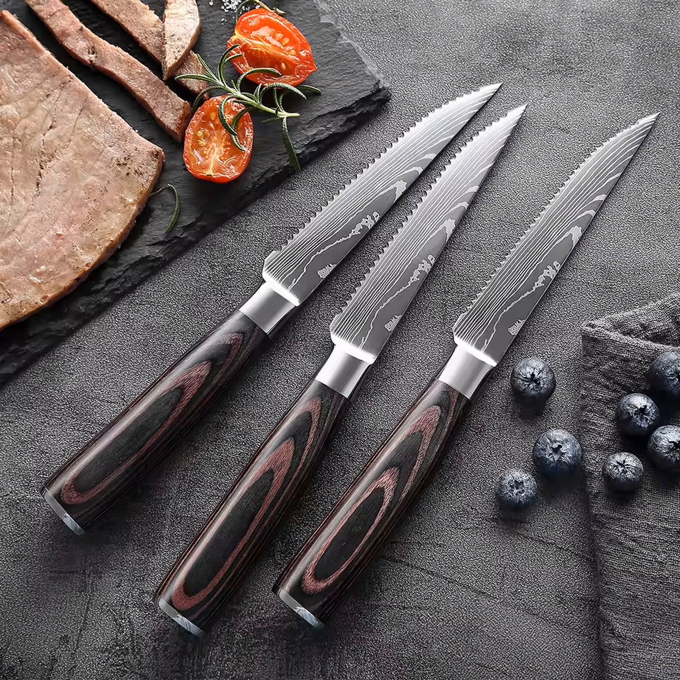 Damascus Steak Knife Set - Image 5