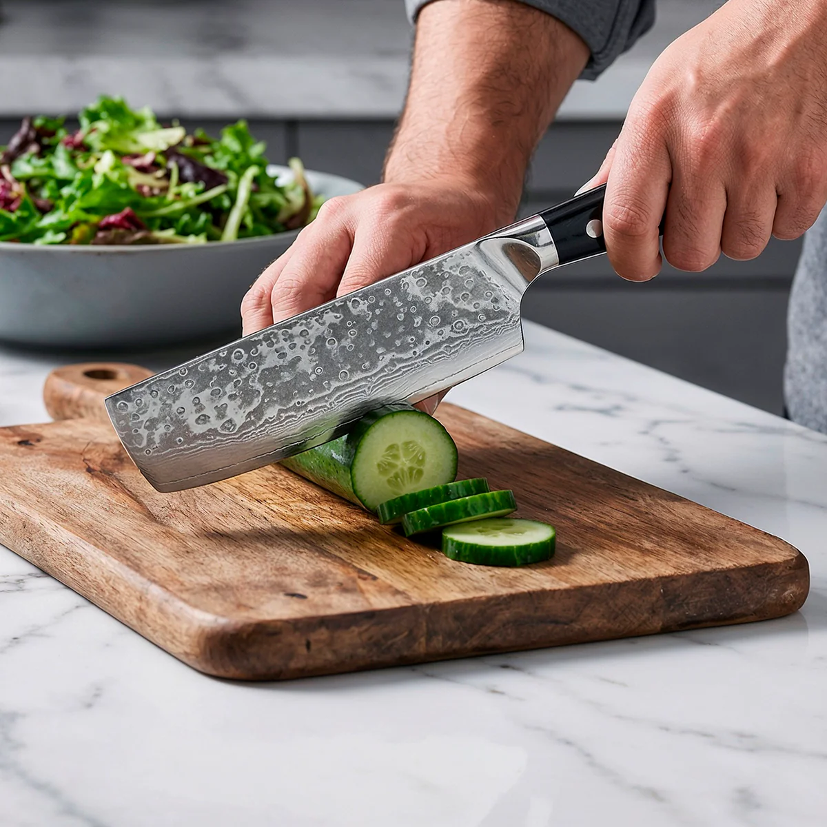 8-Piece Damascus Chef Knife Set with Black Handles VG10 - Image 10