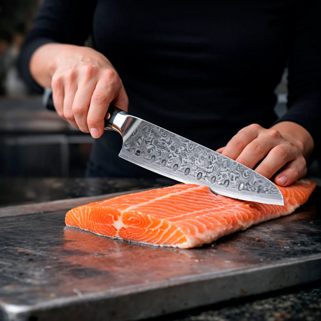 8-Piece Damascus Chef Knife Set with Black Handles VG10 - Image 5