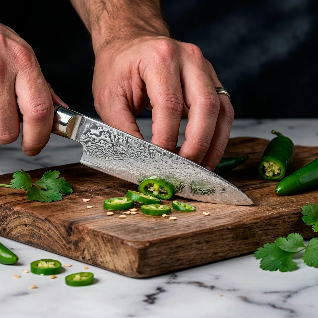 VG10 Steel Damascus Chef Knife Set with Blue Handles - Image 10